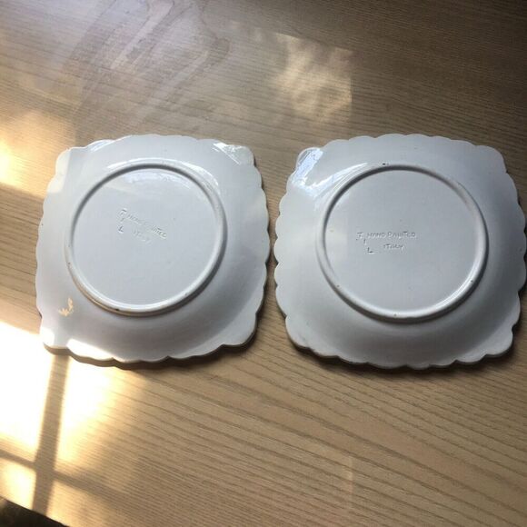 Lot of 2 TIL Hand Painted Italy Made 7 1/2” Bread Baguette Bagel Tiramisu Plate - Picture 3 of 11